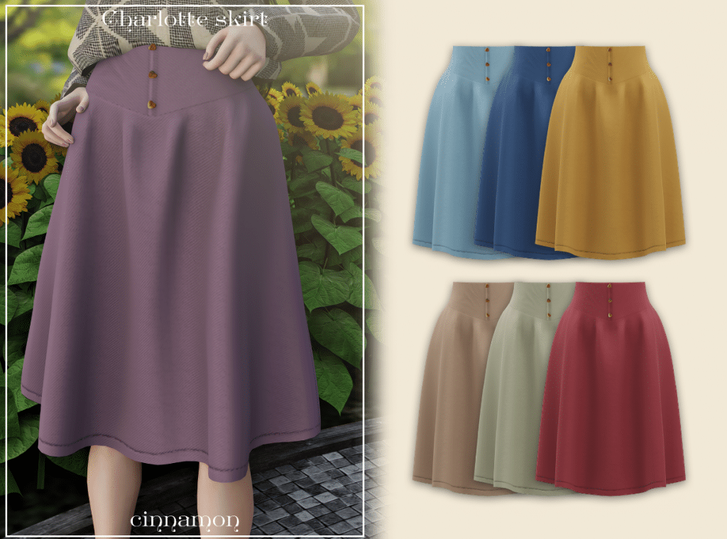 Charlotte Long Skirt with Button for Female