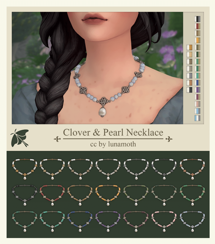 Clover and Pearl Necklace Accessory for Female