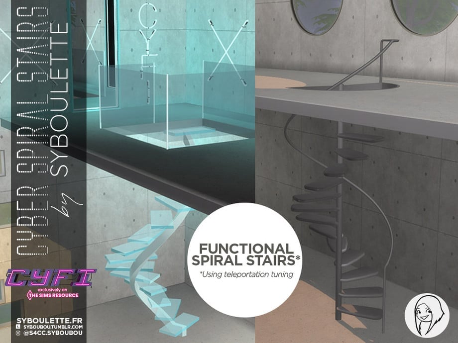 Cyber Spiral Stairs Set