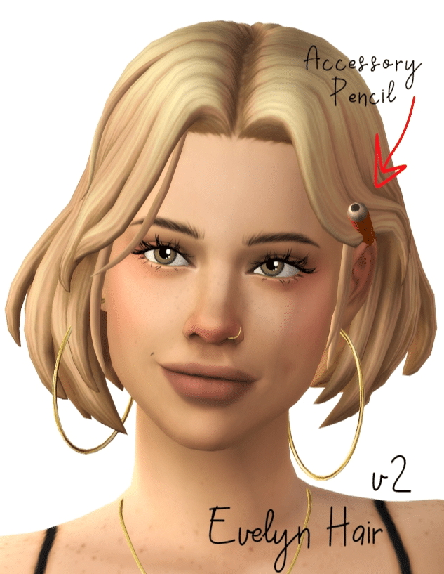 Evelyn Short Middle Parted Hairstyle with Pencil Accessory