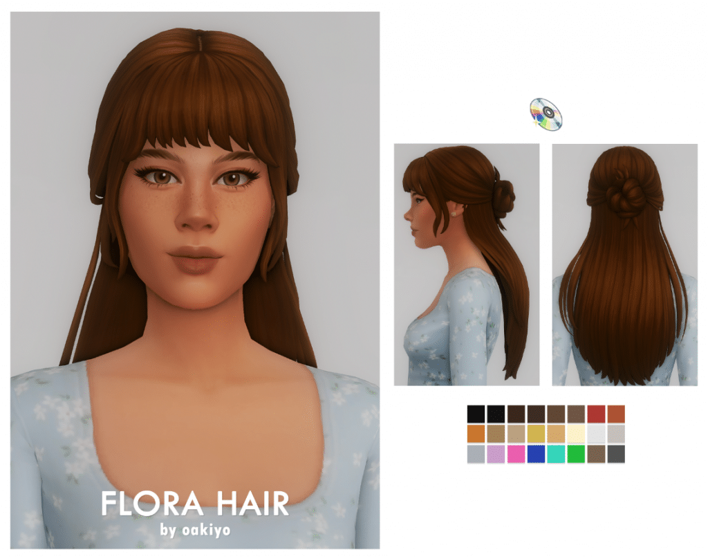 Flora Long Straight Hairstyle with Bun for Female