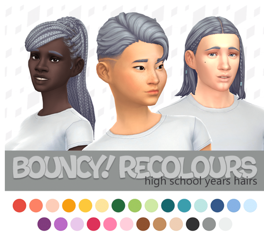 High School Years Hairstyle Recolor Set for Male and Female