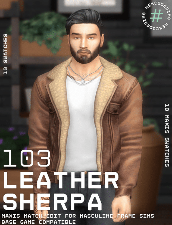 Leather Sherpa Jacket for Male