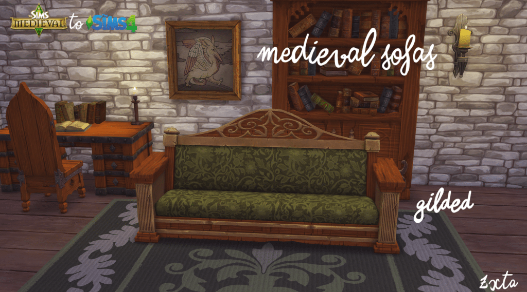 Long Medieval Living Room Sofa