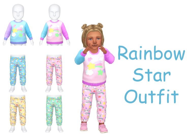 Rainbow Star Outfit for Female Toddlers