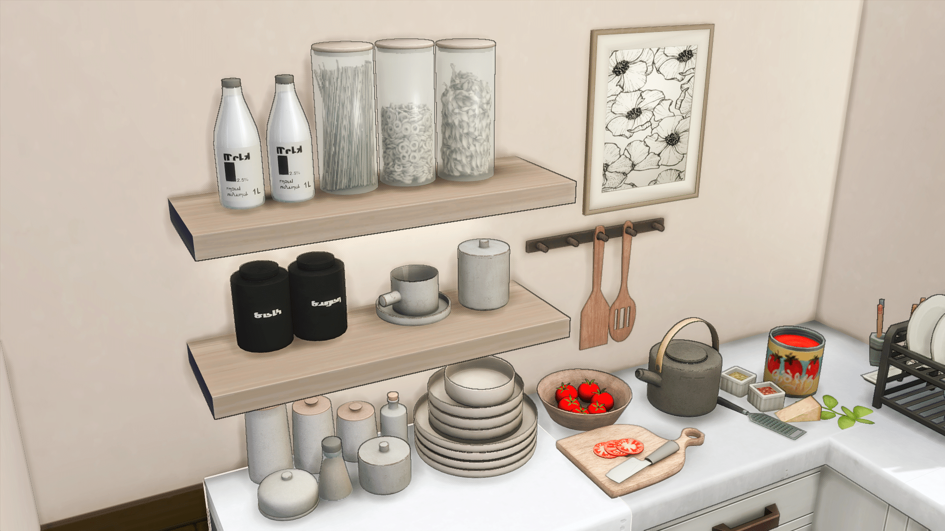 SNOOTYSIMS - Monohrome Kitchen Clutter ingame shot