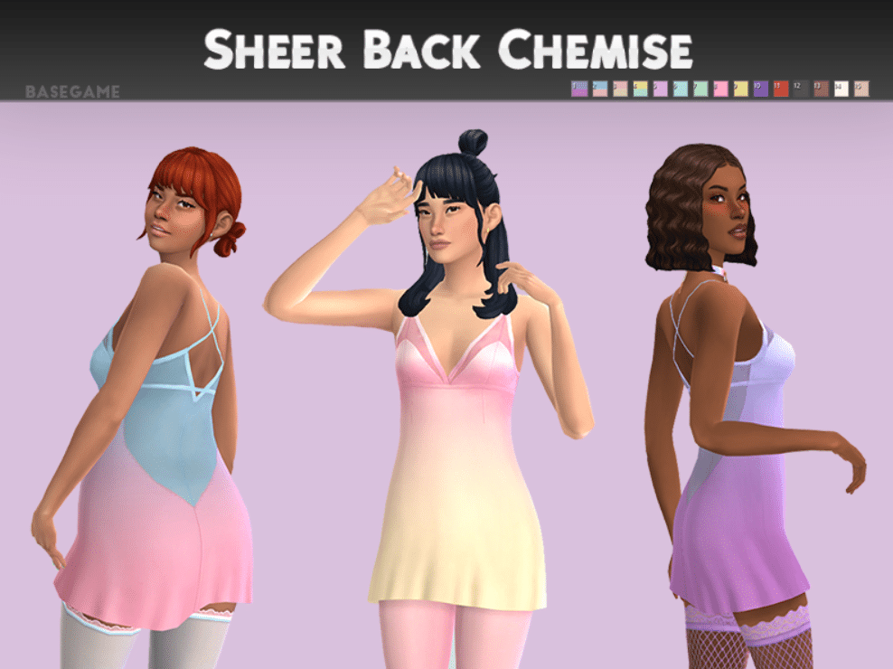 Sheer Back Chemise Sleepwear for Female