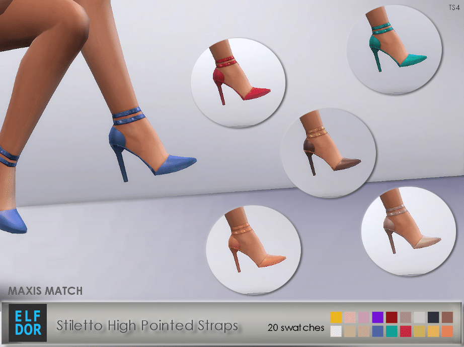 Stiletto High Pointed Straps Shoes for Female