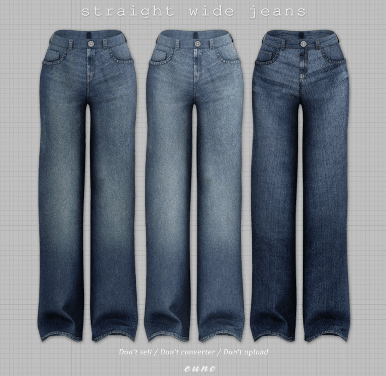 Straight Wide Denim Jeans for Female