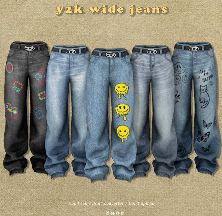 Y2K Wide Denim Jeans for Female