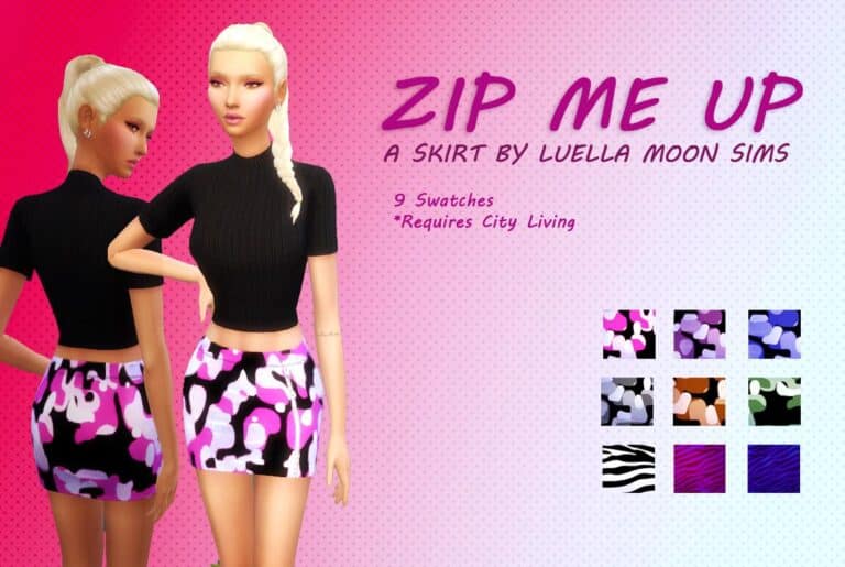Search Results 18 Camo Skirt Recolor – 9 Swatches, Requires City Living EP, Ad-Free