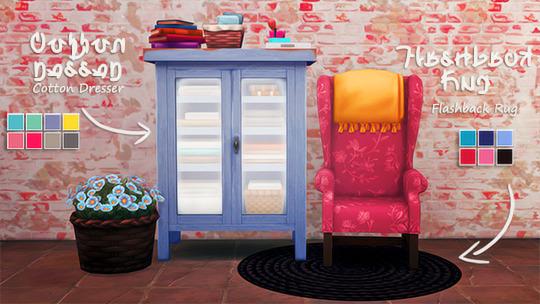 Cotton Dresser & Flashback Rug Recolors: Cats & Dogs, Seishun Swatches