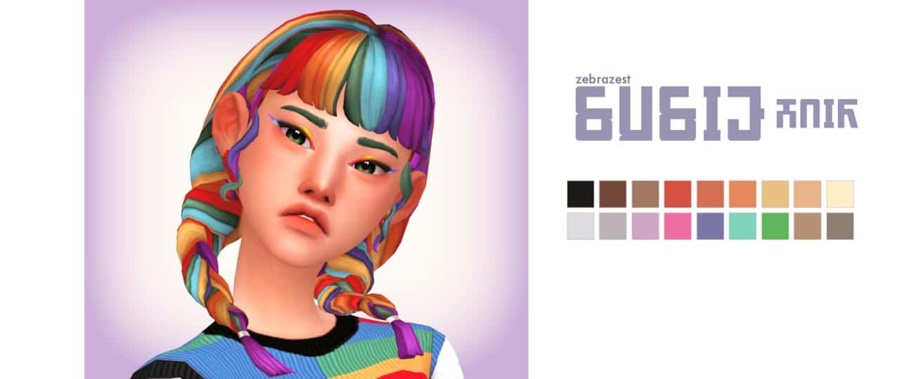 Susie’s Lucy Hair: Rainbow Swatches, Base Game, Hat Chops, LODs, Thumbnails