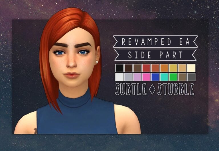 Search Results 15 Revamped EA Side Part Hair: Teen-Elder, Female, 18 Swatches, Hat-Compatible
