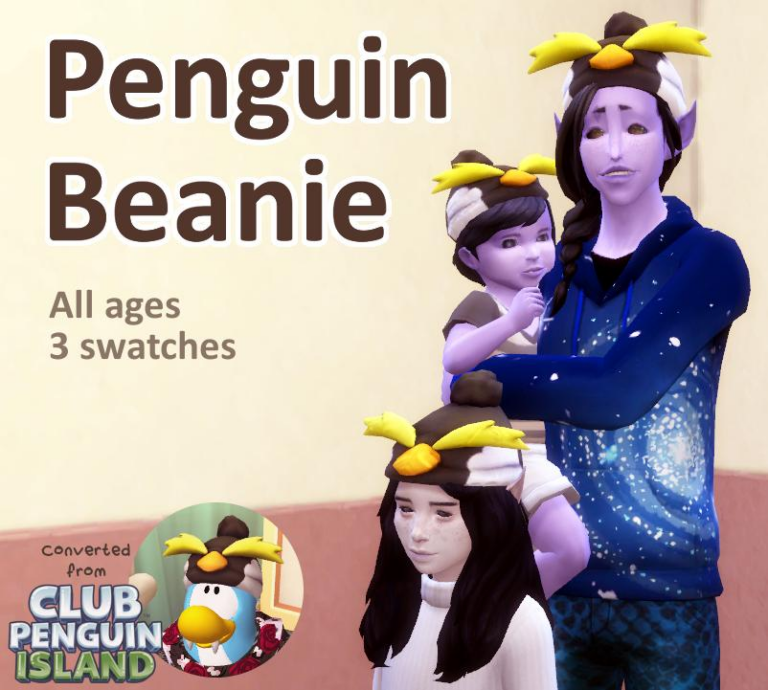 Penguin Beanie Tribute: Rockhopper Toque for TS4 – 3 Swatches, All Ages