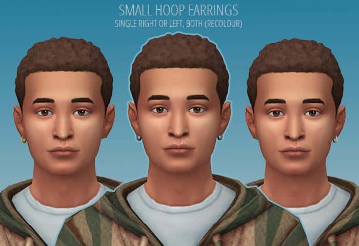 Small Hoop Earrings Pack for Male Sims: Single & Dual, Enhanced Shades