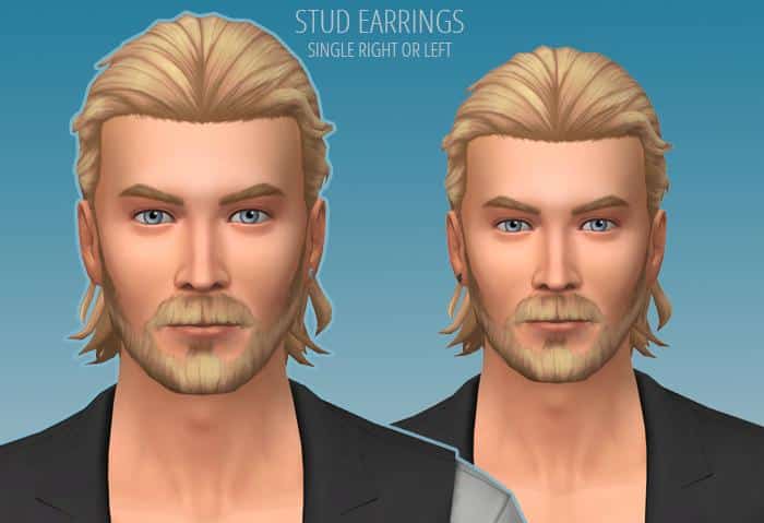 Single Stud Earrings: Male Sims, New Colors, Left & Right Ear Options