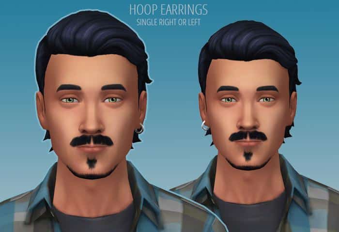 Single Hoop and Stud Earrings for Male Sims: Right Ear Update