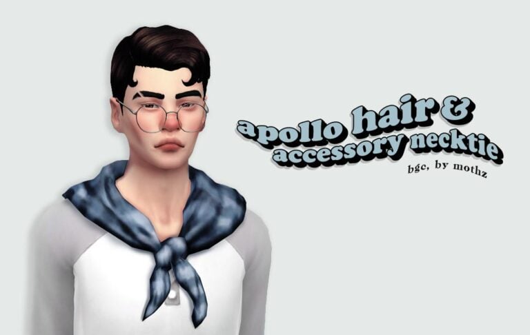 Apollo Hair, Necktie, Flannel Swatches: BGC, Hat-Compatible, Male TE