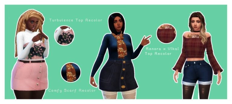 Recolor Collection: Trillyke Top, Renorasims Scarf & Flower Power Top