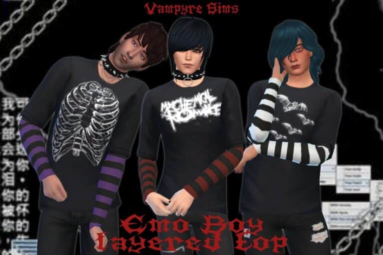 Search Results 76 Emo Boy Layered Top: 20 Swatches, 5 Images, 4 Sleeve Colors