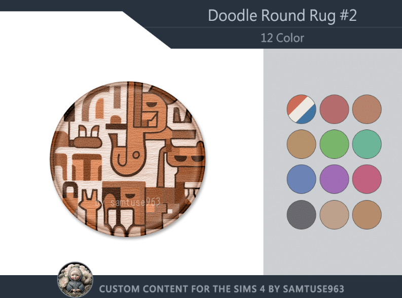 Abstract Doodle Round Rug