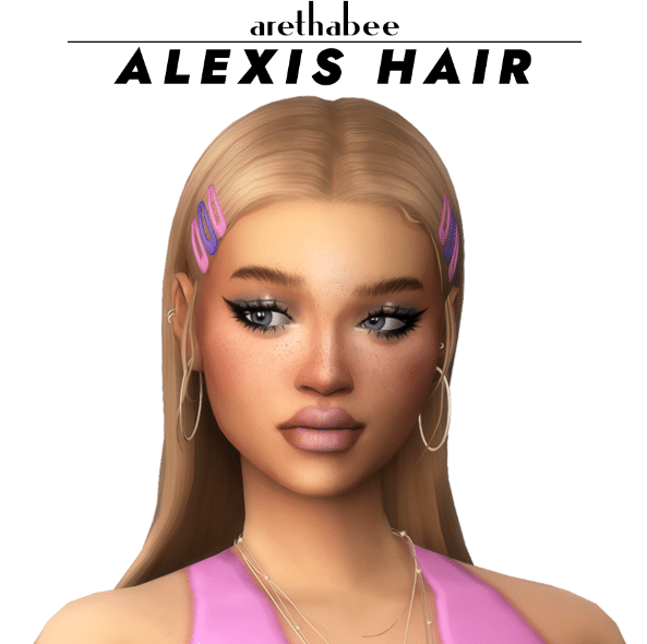 Alexis Straight Long Middle Parted Hairstyle with Hair Clips Accessory for Female