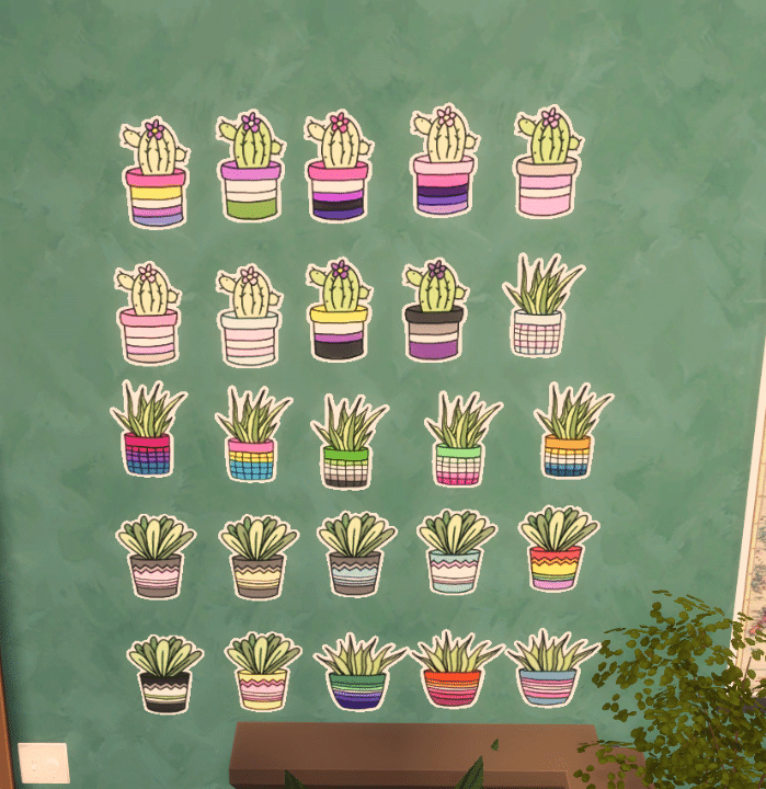 Cactus Themed Wall Sticker Decor