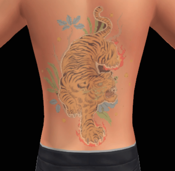 Colored Tiger Back Tattoo for Male