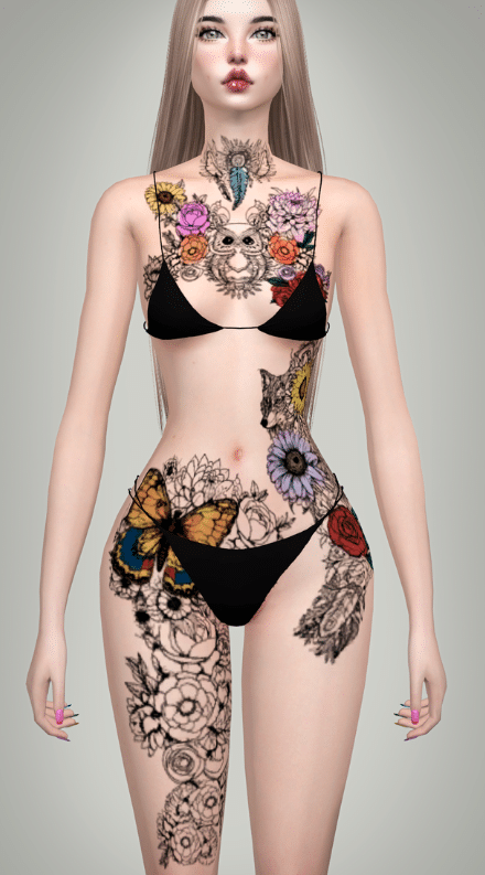 Colorful Flower Full Body Tattoo
