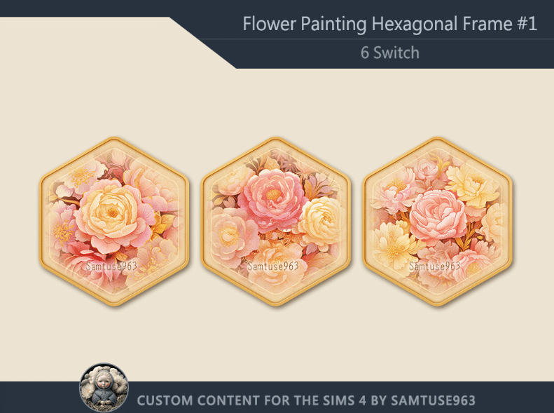 Flower Painting with Hexagonal Frame