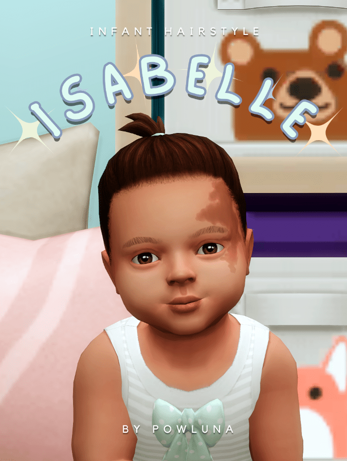 Isabelle Short Hairstyle with Tiny Hair Tie for Infants