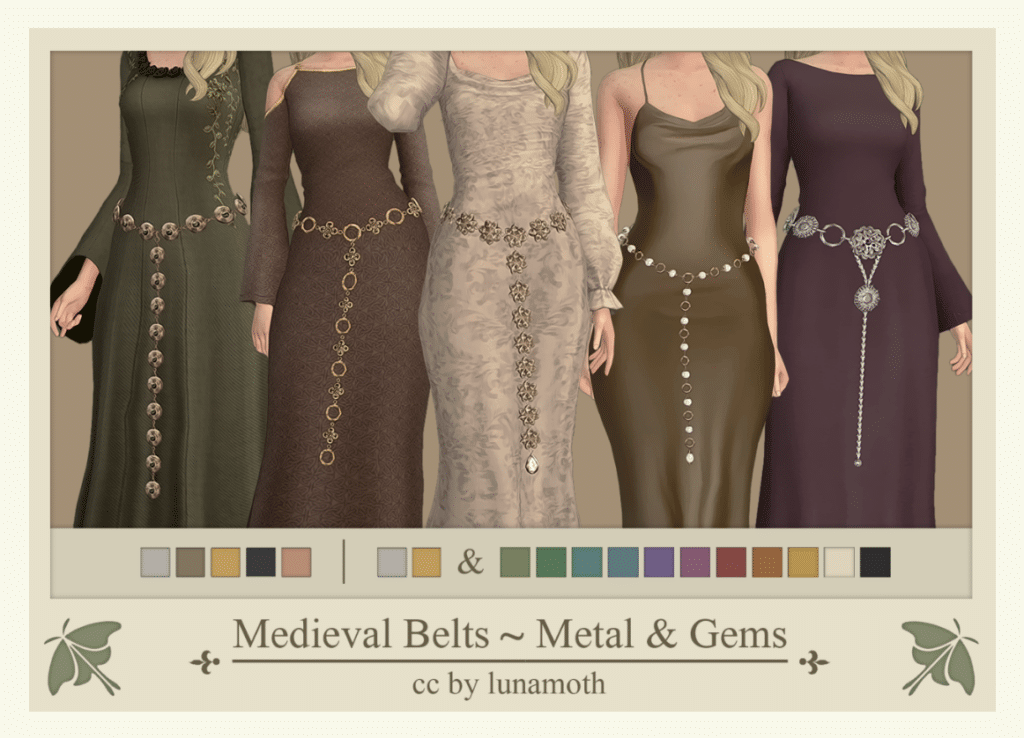 Medieval Belts with Metal and Gems for Female