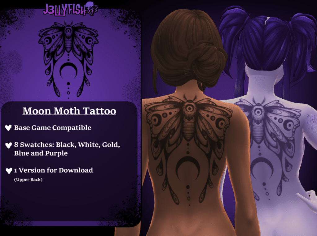 Moon Moth Back Tattoo