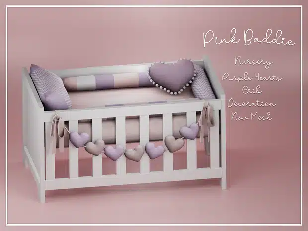 Nursery Purple Hearts Crib