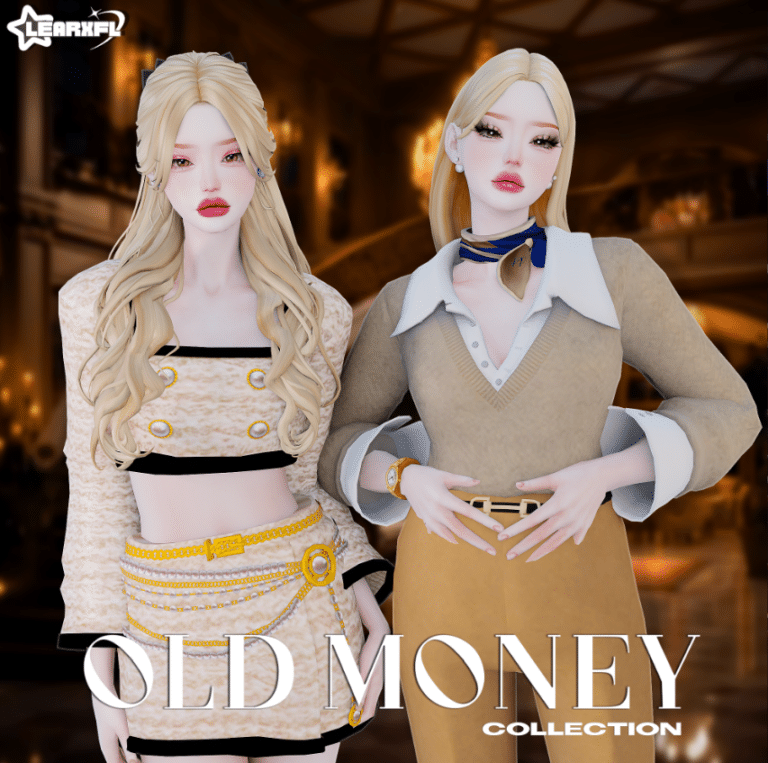 Old Money Clothes Set (Head Bow Accessory/ Shoes/ Boots/ Pants/ Skirt/ Scarf/ Crop Top/ Shirt) [ALPHA]