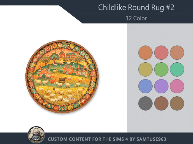 Small Village Themed Round Rug