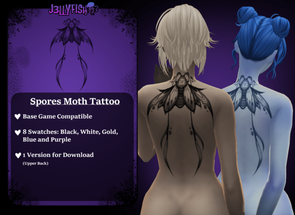 Spores Moth Insect Back Tattoo