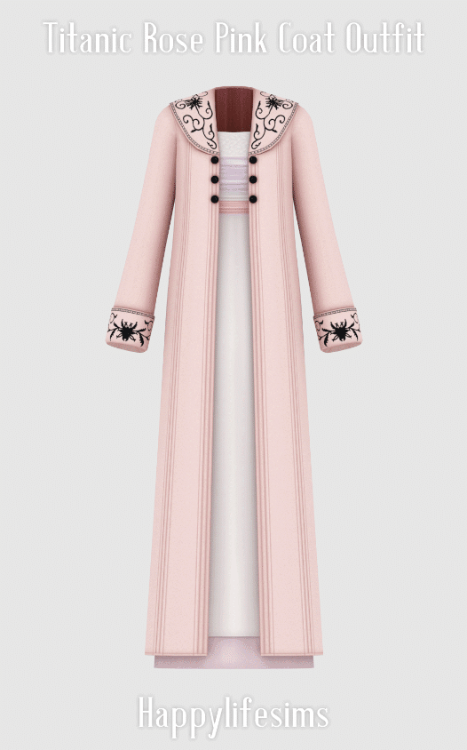 Titanic Rose Pink Coat Set for Female