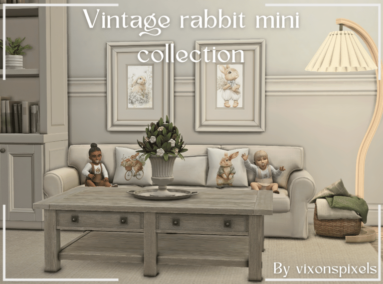Vintage Rabbit Mini Collection (Infant Dress/ Painting Decor/ Living Room Pillows) [MM]