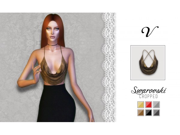 Crystal Chic: Swarovski-Embellished Cropped Top (Elegant Female Fashion)