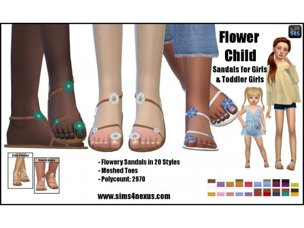 105610 flower child sandals for girls toddler girls sims4 featured image