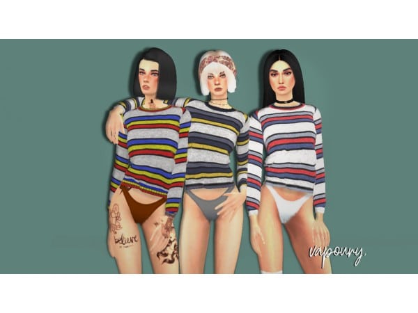 VapourySims’ Cozy Elegance: Chic Wool Stripped Sweater Collection