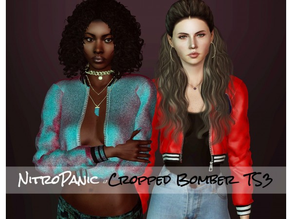 NitroPanic’s Chic Cropped Bomber (4to3 by Nemiga-Sims): Trendsetting Female Tops & Sets