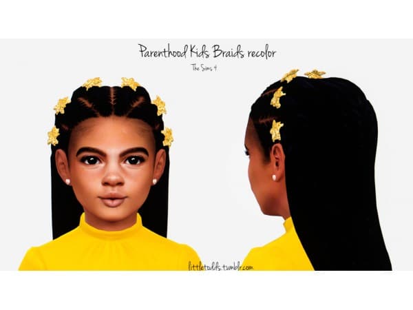 133178 parenthood kids braids recolor black gold clips by littletodds sims4 featured image