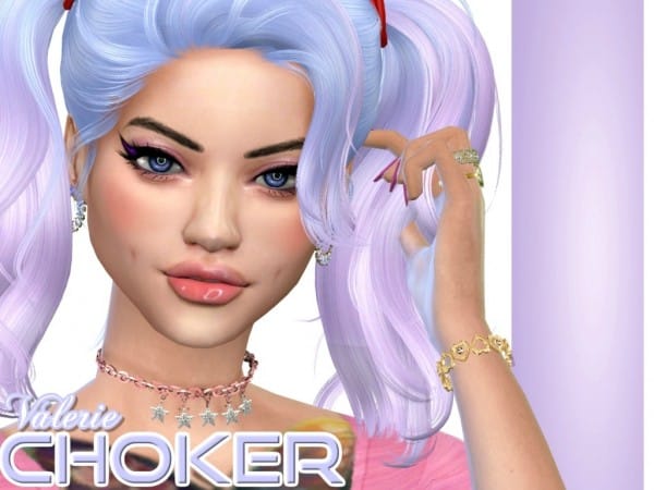 StardustSimmer’s Valerie Choker: Dazzling Neckwear for Sims (Alpha CC Jewelry)