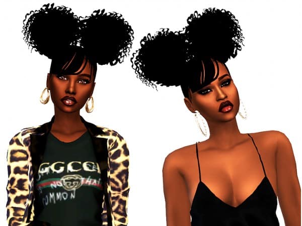 142620 2 curly puffs hair two pony hair mesh edit with bangs by xxblacksims sims4 featured image