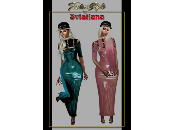 FusionStyle Elegance: Sviatlana’s Latex Long Dress (AlphaCC Chic & Sexy Collection)