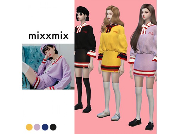 144109 mixxmix heart ribbon knit skirt beret by sun02ts4 sims4 featured image