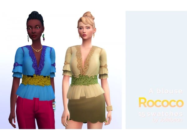 JolieBean Elegance: Rococo Blouse Masterpiece (Chic Female Tops & Clothing Sets)